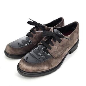 Munro Veranda Suede & Patent Leather Oxford Shoes – Gray/Black Women's Size 8.5M